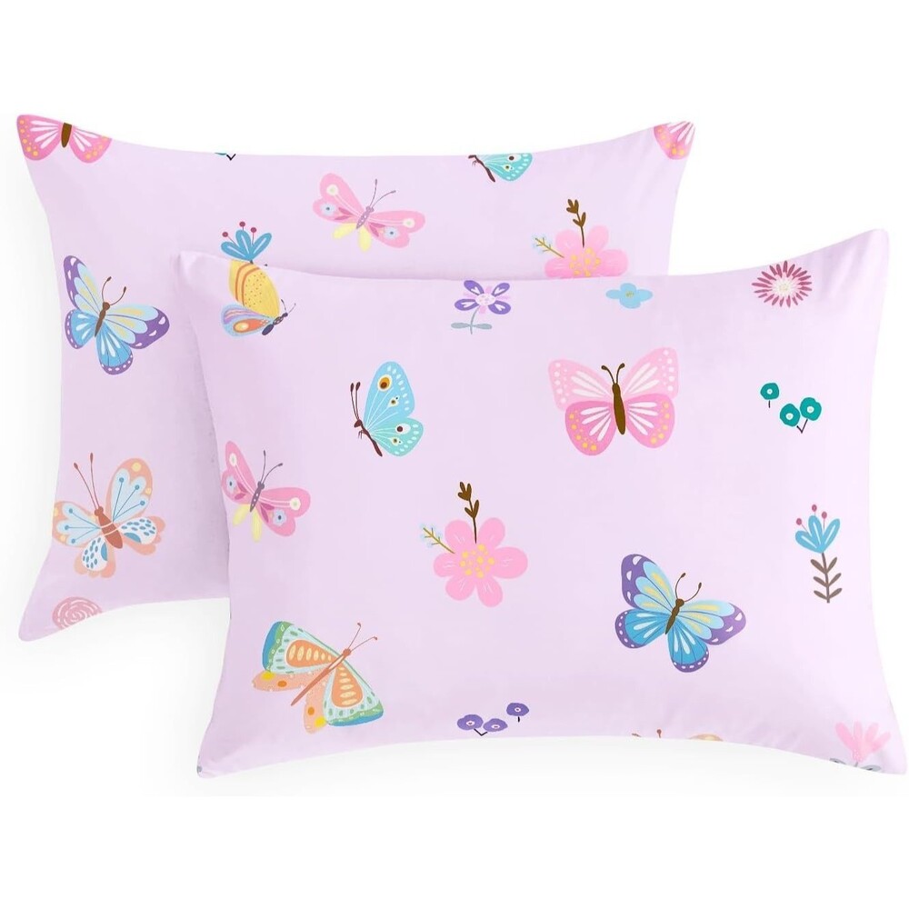 Wake In Cloud Butterfly Pillowcases Set of 2 Purple Standard 20x26 Floral